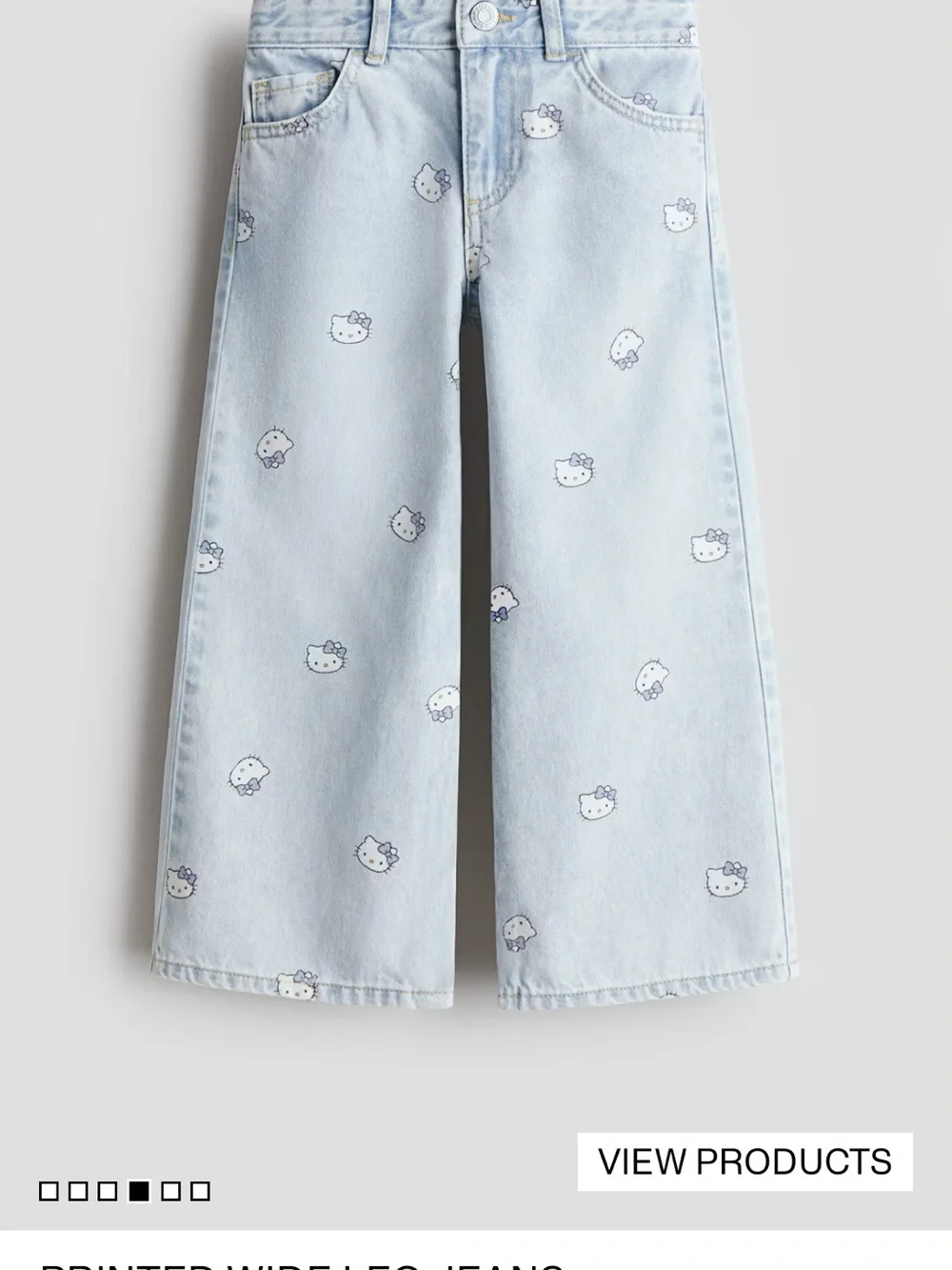 H&M Light Blue Hello Kitty Print Wide-Leg Jeans - Kids